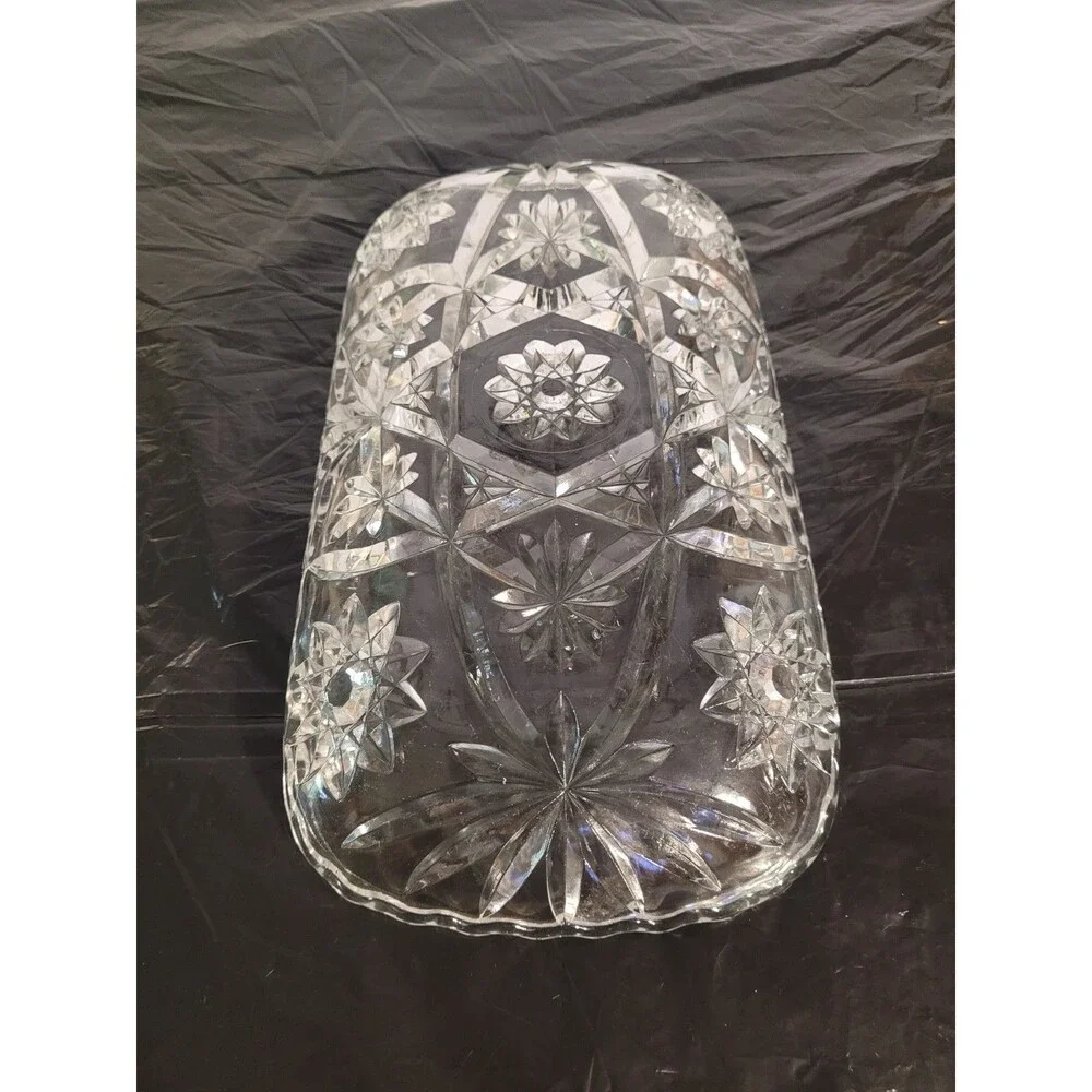 Vintage Prescut Star of David Cut-Glass Relish Tray Serving Dish 12
